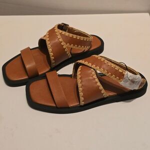 A.n.a. Vest Sandals Cognac Womens 9 Open Toe